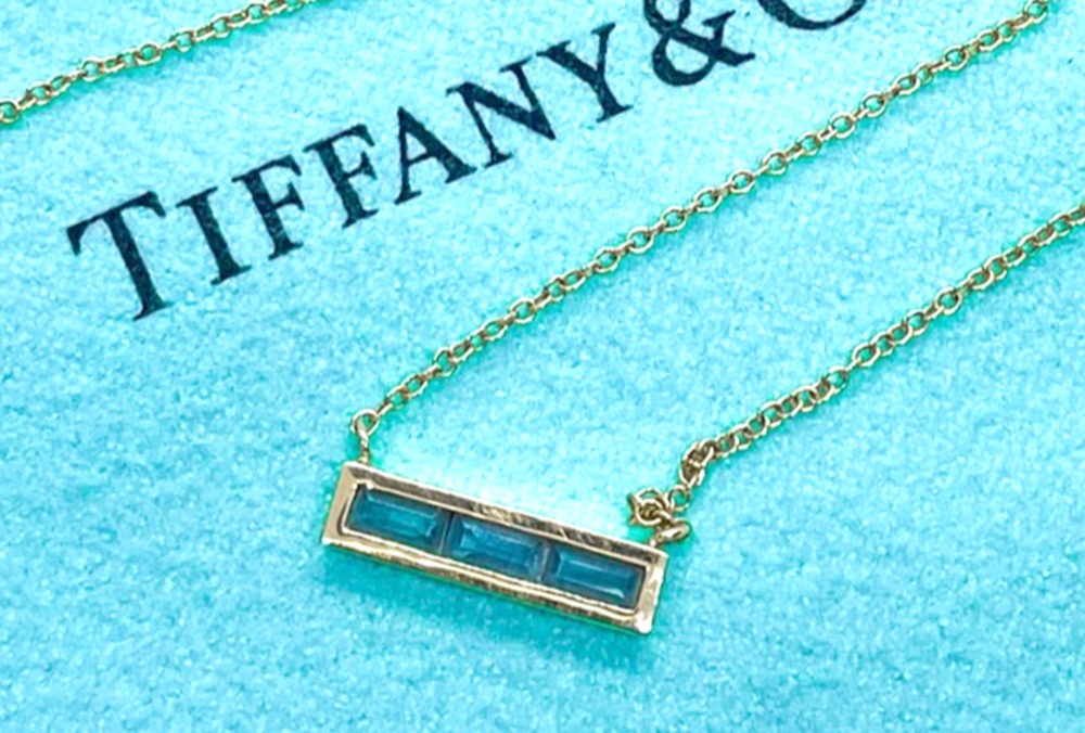 Tiffany & Co. Paloma Picasso Studio Bar Necklace Topaz 18K Yellow Gold 16-18”